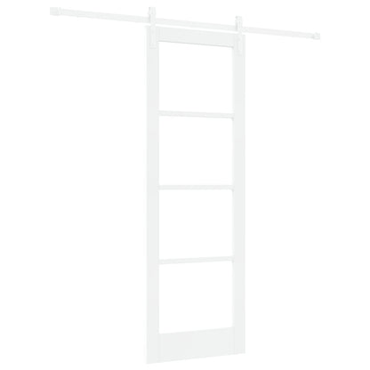 Sliding Door with Hardware Set "ORKDAL" White Solid Wood & Glass, vidaXL Interior Door with Glass "ORKDAL" White 73.5x211x4 cm