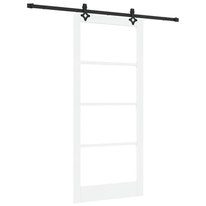 Sliding Door with Hardware Set 'ORKDAL'White Solid Wood & Glass, vidaXL Interior Door with Glass 'ORKDAL'White 93x211x4 cm