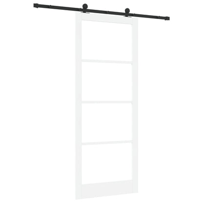 Sliding Door with Hardware Set 'ORKDAL'White Solid Wood & Glass, vidaXL Interior Door with Glass 'ORKDAL'White 93x232x4 cm