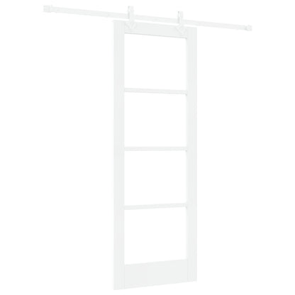 Sliding Door with Hardware Set White 73.5x198.5 cm Solid Wood Pine, vidaXL Interior Door with Glass 'ORKDAL'White 73.5x198.5x4 cm