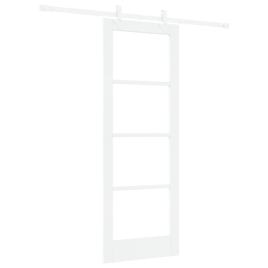 Sliding Door with Hardware Set White 73.5x198.5 cm Solid Wood Pine, vidaXL Interior Door with Glass 'ORKDAL'White 73.5x198.5x4 cm