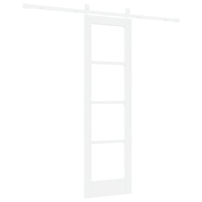 Sliding Door with Hardware Set 'ORKDAL'White Solid Wood & Glass, vidaXL Interior Door with Glass 'ORKDAL'White 61x198.5x4 cm