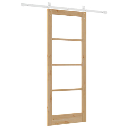 Sliding Door with Hardware Set "ORKDAL" Solid Wood&Glass, vidaXL Interior Door with Glass "ORKDAL" 83x211x4 cm Solid Wood Pine