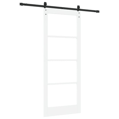 Sliding Door with Hardware Set "ORKDAL" White Solid Wood & Glass, vidaXL Interior Door with Glass "ORKDAL" White 86x211x4 cm