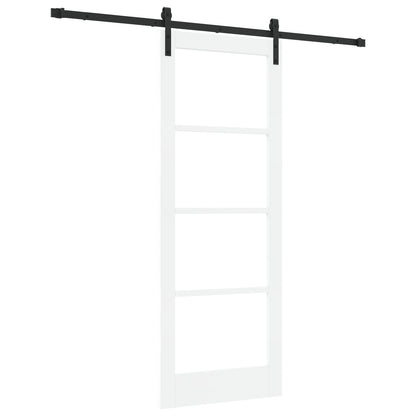 Sliding Door with Hardware Set "ORKDAL" White Solid Wood & Glass, vidaXL Interior Door with Glass "ORKDAL" White 78x202x4 cm