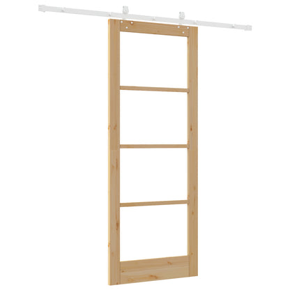 Sliding Door with Hardware Set 83x211 cm Solid Wood Pine, vidaXL Interior Door with Glass 'ORKDAL'83x211x4 cm Solid Wood Pine