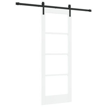 Sliding Door with Hardware Set 'ORKDAL'White Solid Wood & Glass, vidaXL Interior Door with Glass 'ORKDAL'White 73.5x198.5x4 cm