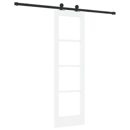 Sliding Door with Hardware Set 'ORKDAL'White Solid Wood&Glass, vidaXL Interior Door with Glass 'ORKDAL'White 61x198.5x4 cm