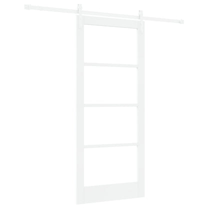 Sliding Door with Hardware Set "ORKDAL" White Solid Wood & Glass, vidaXL Interior Door with Glass "ORKDAL" White 86x198.5x4 cm