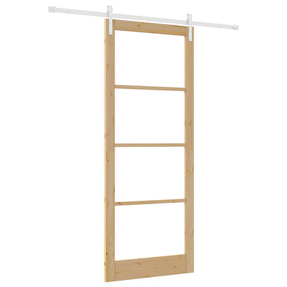 Sliding Door with Hardware Set "ORKDAL" Solid Wood & Glass, vidaXL Interior Door with Glass "ORKDAL" 93x232x4 cm Solid Wood Pine