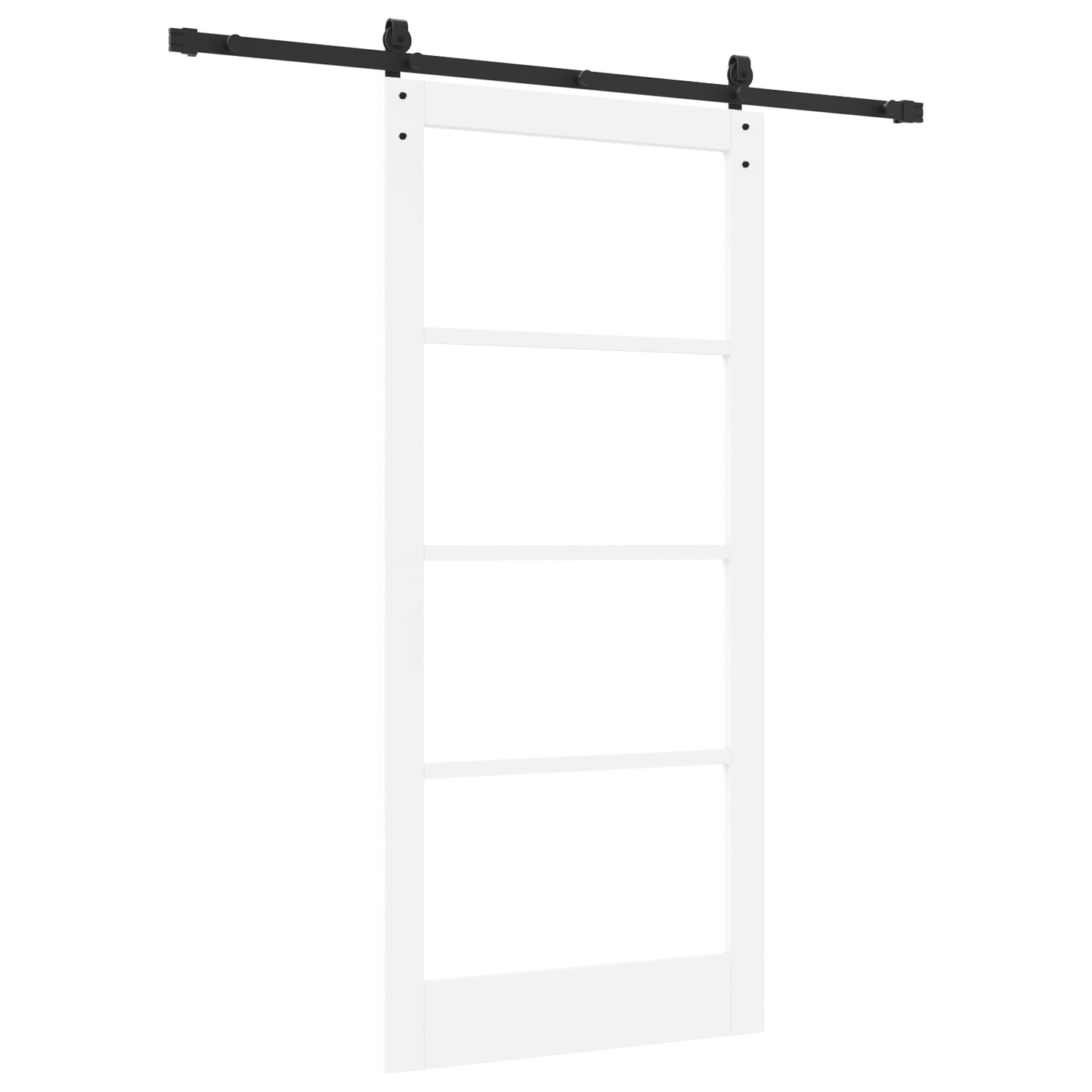 Sliding Door with Hardware Set 'ORKDAL'White Solid Wood & Glass, vidaXL Interior Door with Glass 'ORKDAL'White 93x202x4 cm