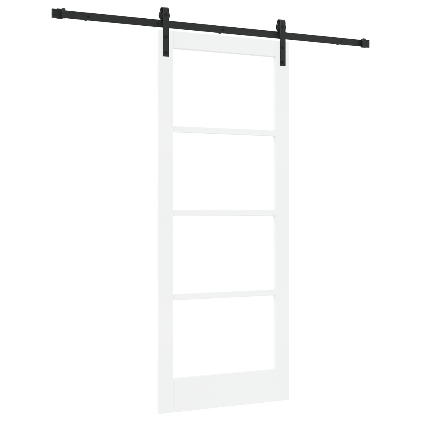 Sliding Door with Hardware Set 'ORKDAL'White Solid Wood & Glass, vidaXL Interior Door with Glass 'ORKDAL'White 83x202x4 cm