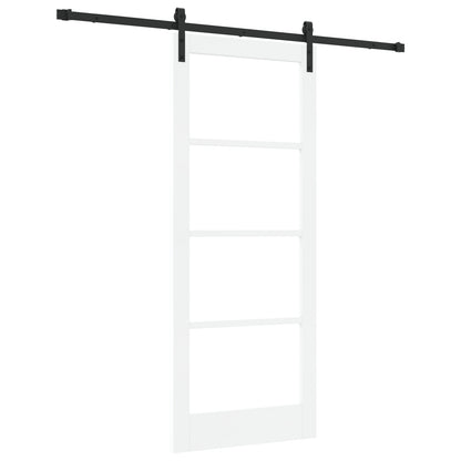 Sliding Door with Hardware Set 'ORKDAL'White Solid Wood & Glass, vidaXL Interior Door with Glass 'ORKDAL'White 83x202x4 cm