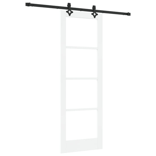 Sliding Door with Hardware Set 'ORKDAL'White Solid Wood & Glass, vidaXL Interior Door with Glass 'ORKDAL'White 73.5x211x4 cm