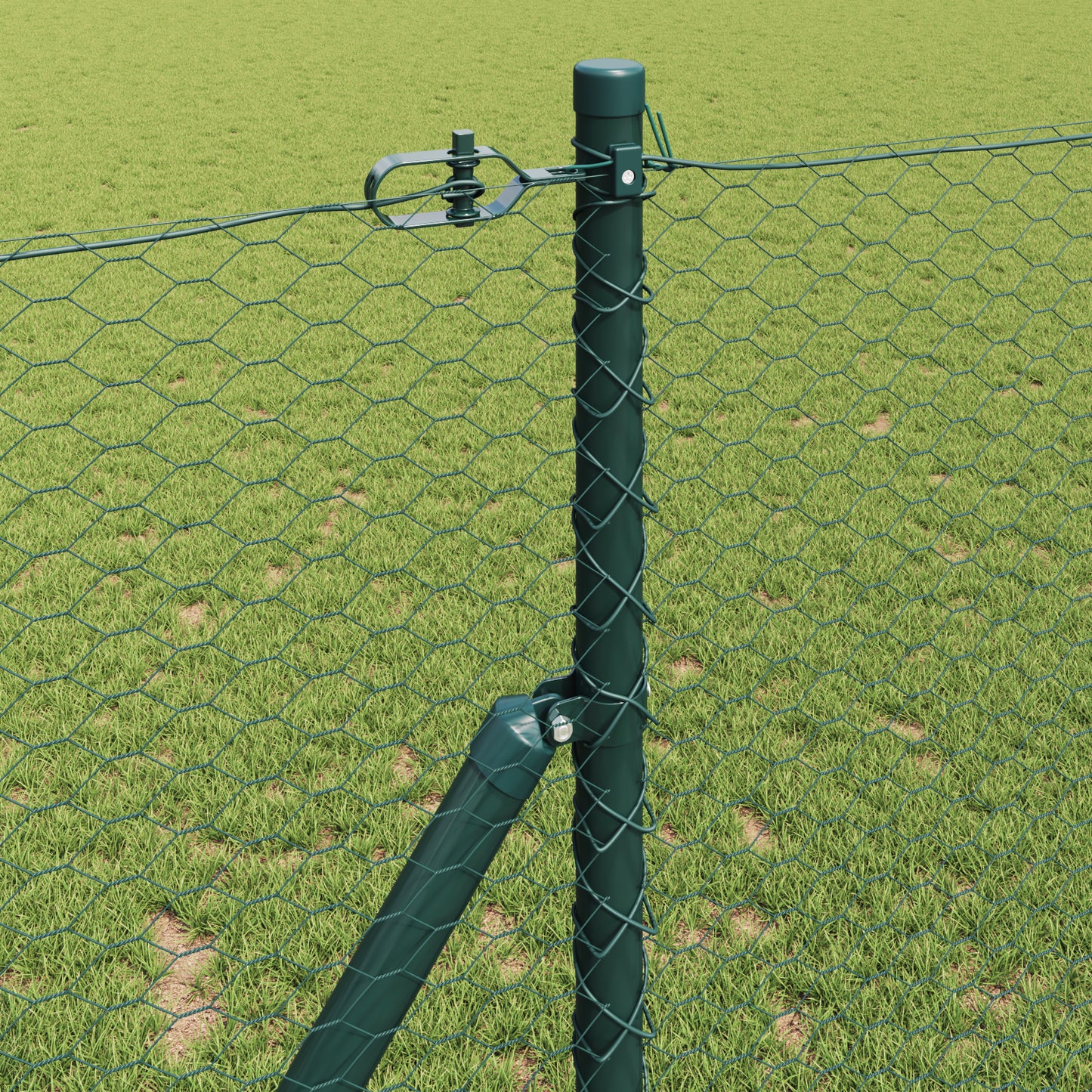 Fencing Set Set of 2 Dark Green Metal 25 x 1 m Outdoor Fencing
