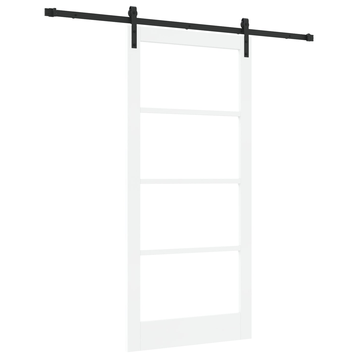 Sliding Door with Hardware Set "ORKDAL" White Solid Wood & Glass, vidaXL Interior Door with Glass "ORKDAL" White 93x202x4 cm