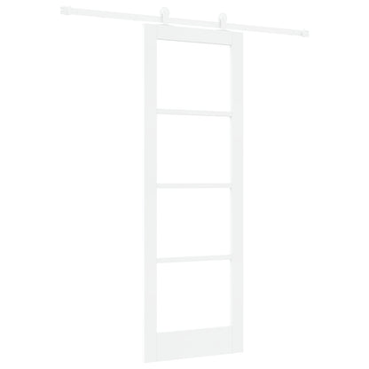 Sliding Door with Hardware Set 'ORKDAL'White Solid Wood & Glass, vidaXL Interior Door with Glass 'ORKDAL'White 73.5x211x4 cm