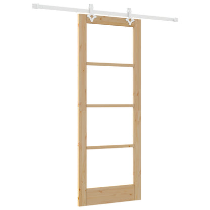 Sliding Door with Hardware Set 78x202 cm Solid Wood Pine, vidaXL Interior Door with Glass 'ORKDAL'78x202x4 cm Solid Wood Pine