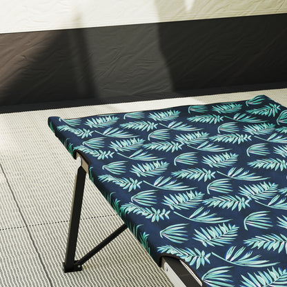 Folding Sun Bed with Carry Bag Leaf Pattern 600D Oxford Fabric