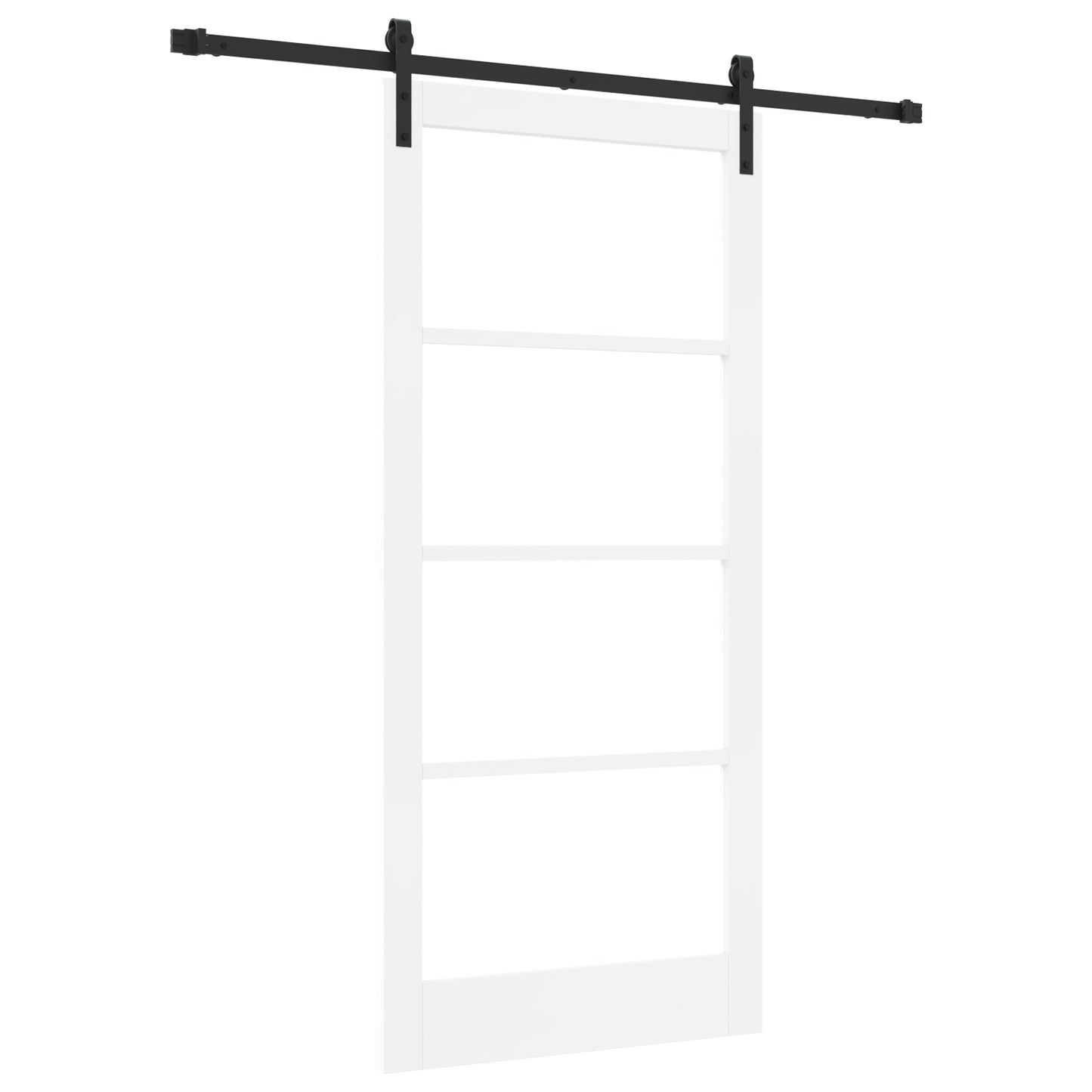 Sliding Door with Hardware Set 'ORKDAL'White Solid Wood & Glass, vidaXL Interior Door with Glass 'ORKDAL'White 93x202x4 cm