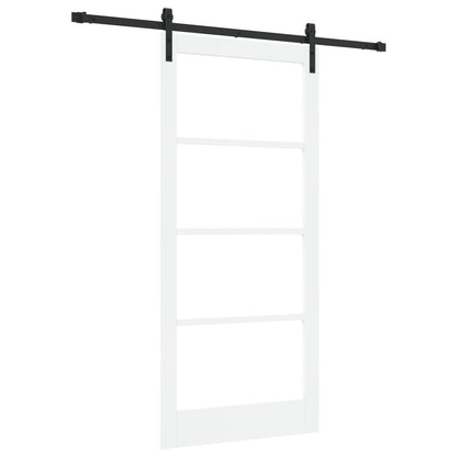Sliding Door with Hardware Set 'ORKDAL'White Solid Wood & Glass, vidaXL Interior Door with Glass 'ORKDAL'White 93x202x4 cm