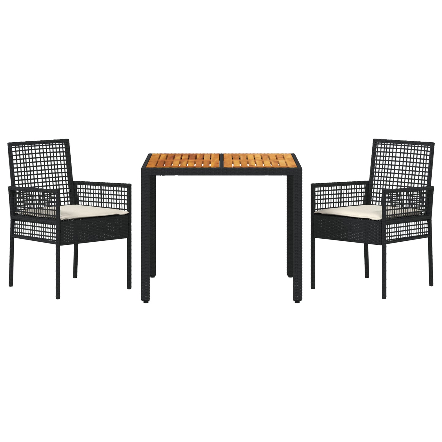 Dining Furniture Set Set of 3 Black Wood Durable Patio Gear