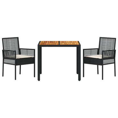 Dining Furniture Set Set of 3 Black Wood Durable Patio Gear