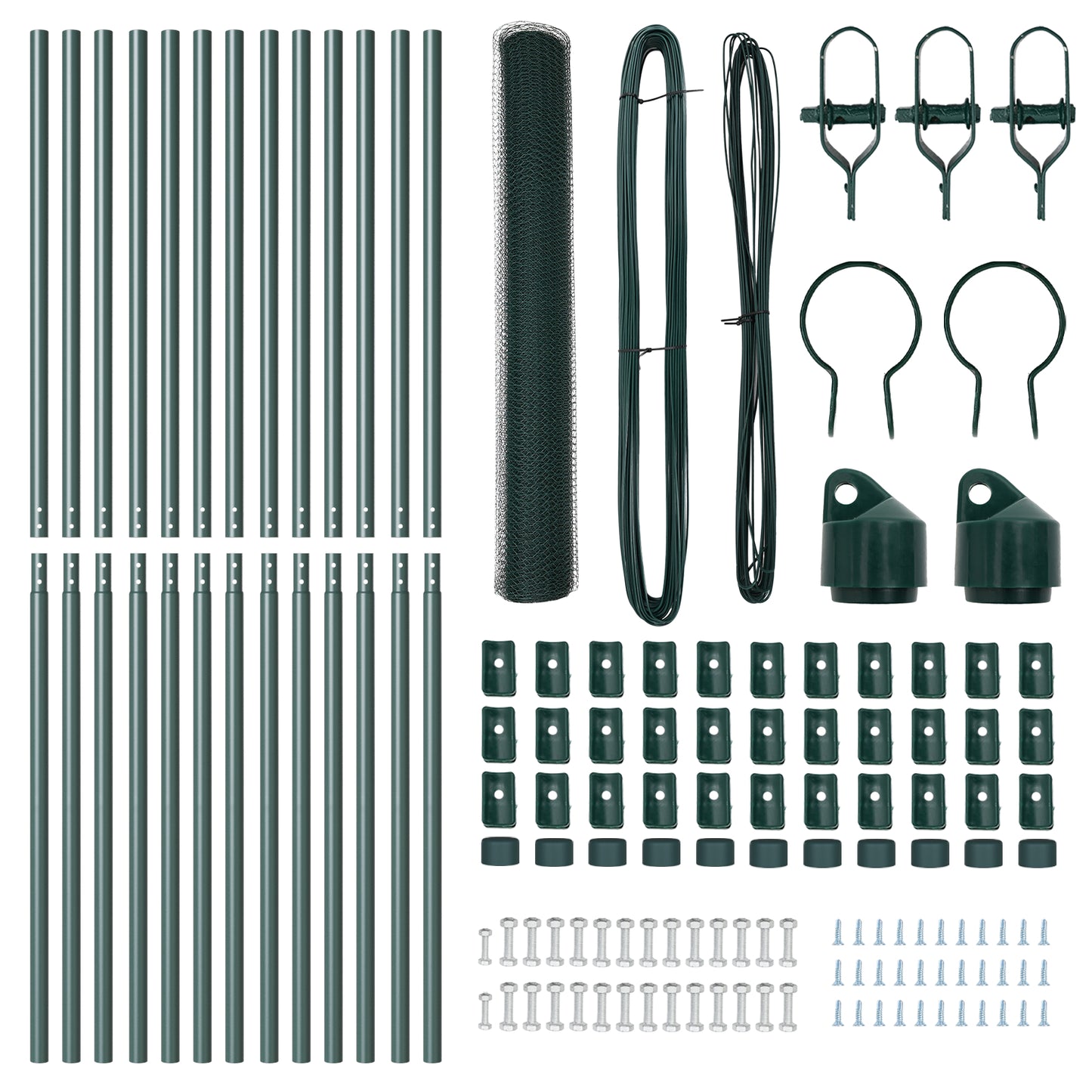 Fencing Set Set of 2 Dark Green Metal 25 x 1 m Outdoor Fencing