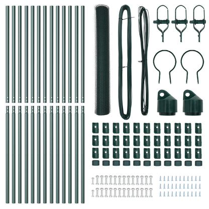 Fencing Set Set of 2 Dark Green Metal 25 x 1 m Outdoor Fencing