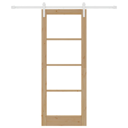 Sliding Door with Hardware Set "ORKDAL" Solid Wood & Glass, vidaXL Interior Door with Glass "ORKDAL" 78x202x4 cm Solid Wood Pine