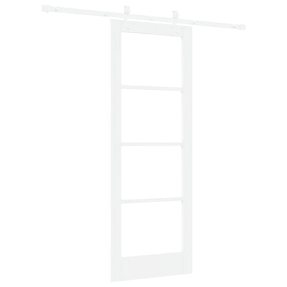 Sliding Door with Hardware Set White 73.5x198.5 cm Solid Wood Pine, vidaXL Interior Door with Glass 'ORKDAL'White 73.5x198.5x4 cm