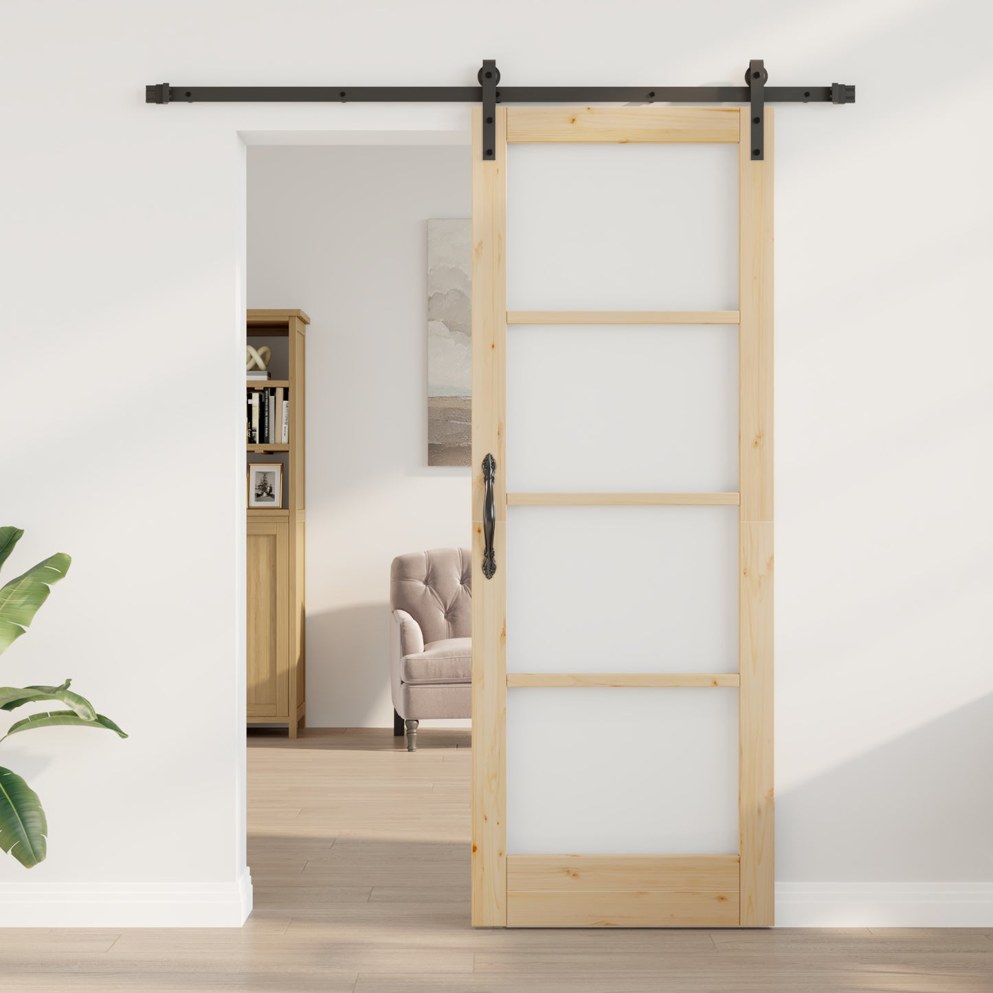 Sliding Door with Hardware Set 'ORKDAL'Solid Wood & Glass, vidaXL Interior Door with Glass 'ORKDAL'78x211x4 cm Solid Wood Pine
