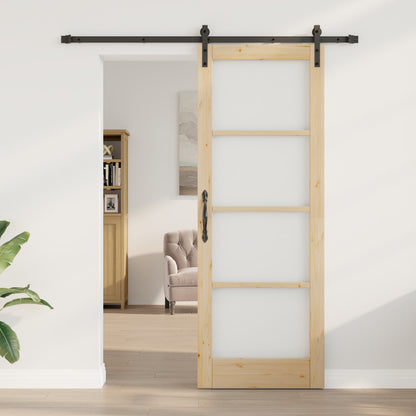 Sliding Door with Hardware Set 'ORKDAL'Solid Wood & Glass, vidaXL Interior Door with Glass 'ORKDAL'78x211x4 cm Solid Wood Pine