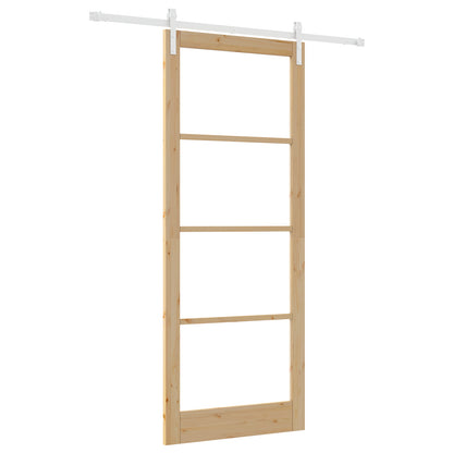 Sliding Door with Hardware Set "ORKDAL" Solid Wood & Glass, vidaXL Interior Door with Glass "ORKDAL" 93x232x4 cm Solid Wood Pine