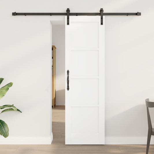 Sliding Door with Hardware Set White 61x198.5 cm Solid Wood Pine, vidaXL Interior Door 'ORKDAL'White 61x198.5x4 cm Solid Wood Pine