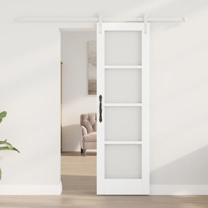 Sliding Door with Hardware Set 'ORKDAL'White Solid Wood & Glass, vidaXL Interior Door with Glass 'ORKDAL'White 61x198.5x4 cm