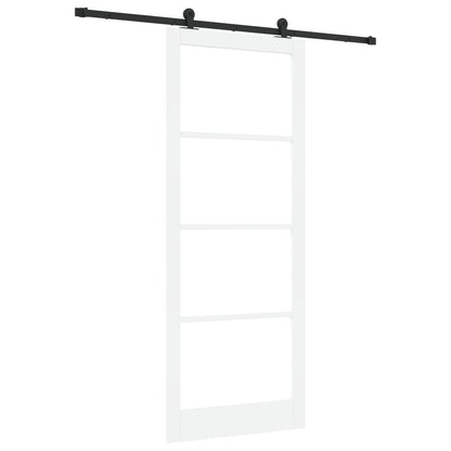 Sliding Door with Hardware Set 'ORKDAL'White Solid Wood & Glass, vidaXL Interior Door with Glass 'ORKDAL'White 93x232x4 cm
