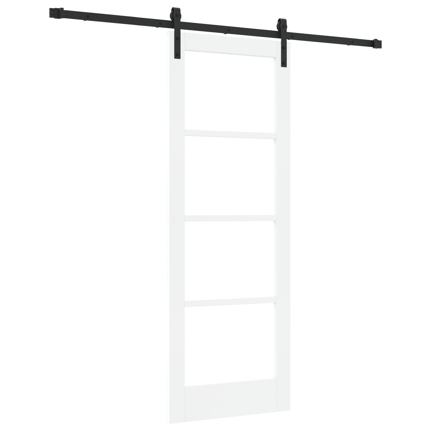 Sliding Door with Hardware Set "ORKDAL" White Solid Wood & Glass, vidaXL Interior Door with Glass "ORKDAL" White 73.5x198.5x4 cm
