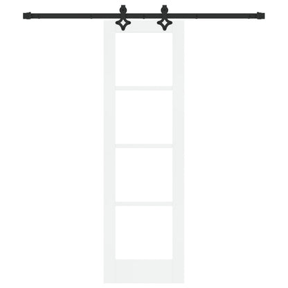 Sliding Door with Hardware Set "ORKDAL" White Solid Wood & Glass, vidaXL Interior Door with Glass "ORKDAL" White 61x198,5x4 cm