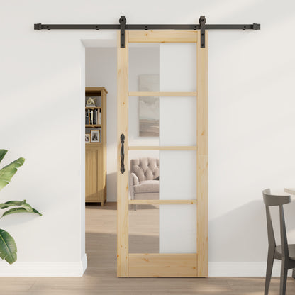 Sliding Door with Hardware Set 'ORKDAL'Solid Wood & Glass, vidaXL Interior Door with Glass 'ORKDAL'73.5x198.5x4 cm Solid Wood Pine