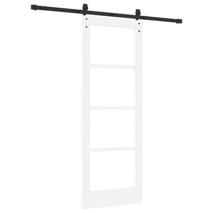 Sliding Door with Hardware Set 'ORKDAL'White Solid Wood & Glass, vidaXL Interior Door with Glass 'ORKDAL'White 73.5x198.5x4 cm