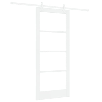 Sliding Door with Hardware Set White 86x198.5 cm Solid Wood Pine, vidaXL Interior Door with Glass 'ORKDAL'White 86x198.5x4 cm