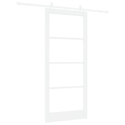 Sliding Door with Hardware Set White 93x211 cm Solid Wood Pine, vidaXL Interior Door with Glass 'ORKDAL'White 93x211x4 cm