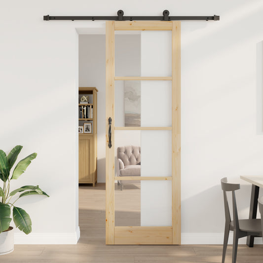Sliding Door with Hardware Set 'ORKDAL'Solid Wood & Glass, vidaXL Interior Door with Glass 'ORKDAL'78x232x4 cm Solid Wood Pine