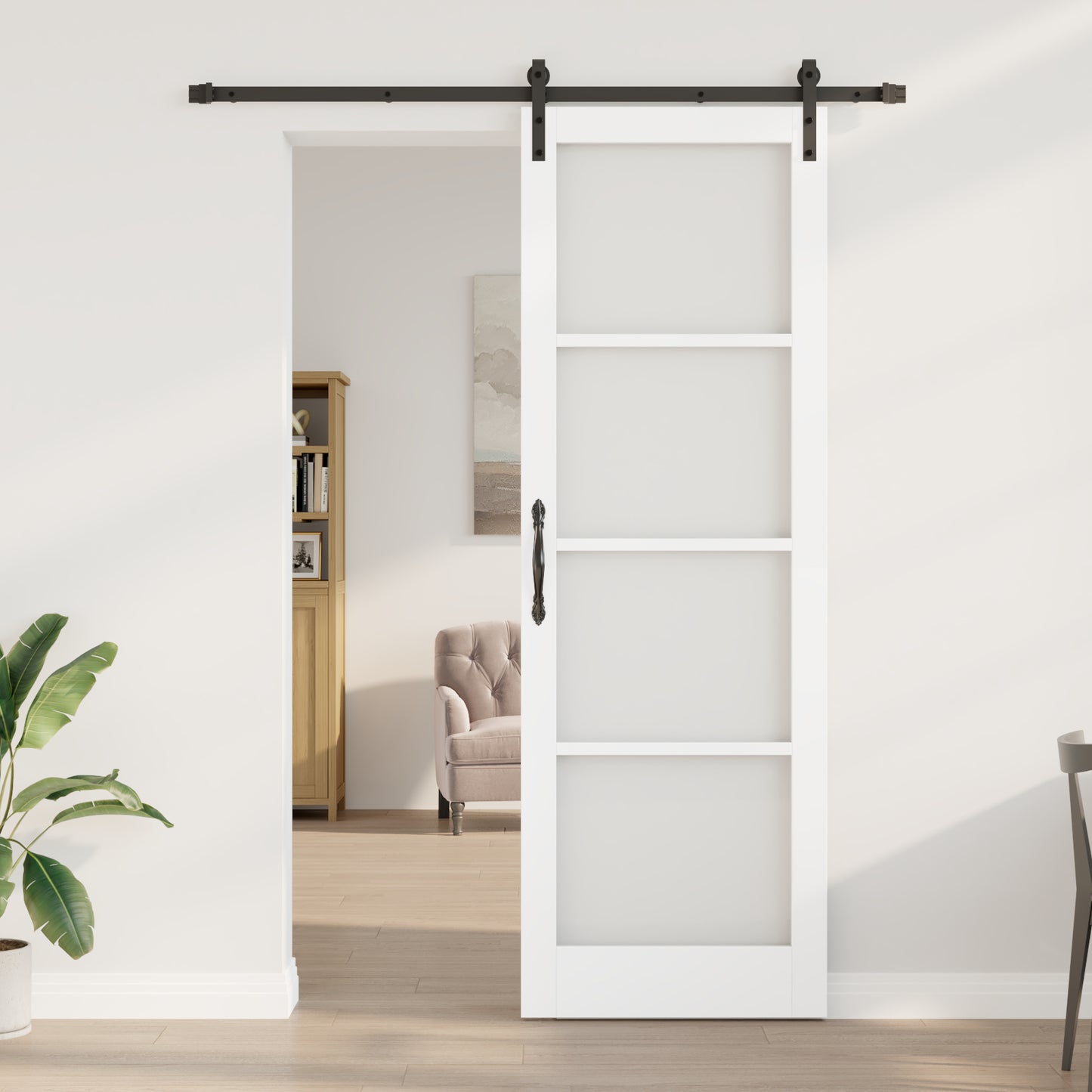 Sliding Door with Hardware Set 'ORKDAL'White Solid Wood & Glass, vidaXL Interior Door with Glass 'ORKDAL'White 78x232x4 cm