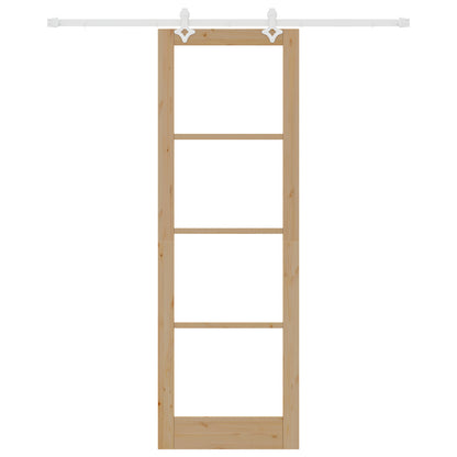 Sliding Door with Hardware Set 78x232 cm Solid Wood Pine, vidaXL Interior Door with Glass 'ORKDAL'78x232x4 cm Solid Wood Pine