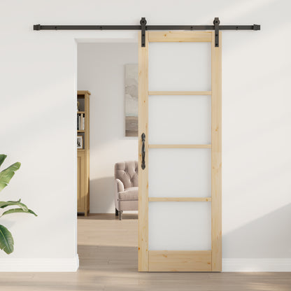 Sliding Door with Hardware Set 'ORKDAL'Solid Wood & Glass, vidaXL Interior Door with Glass 'ORKDAL'73.5x211x4 cm Solid Wood Pine