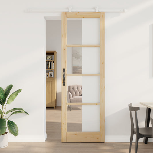 Sliding Door with Hardware Set 'ORKDAL'Solid Wood & Glass, vidaXL Interior Door with Glass 'ORKDAL'78x232x4 cm Solid Wood Pine