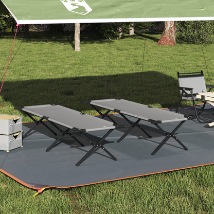 Folding Sun Beds 2 pcs with Carry Bag Grey 600D Oxford Fabric