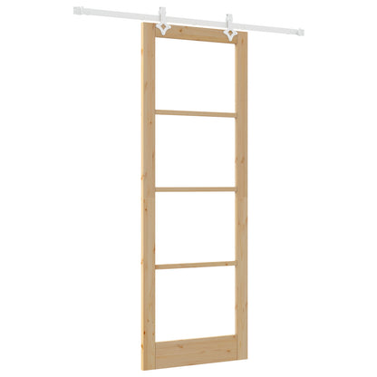 Sliding Door with Hardware Set 83x232 cm Solid Wood Pine, vidaXL Interior Door with Glass 'ORKDAL'83x232x4 cm Solid Wood Pine